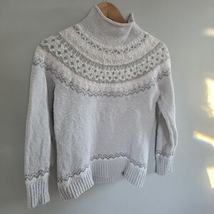 L.L. Bean Women's Cowl Neck Sweater in Cream and Pink